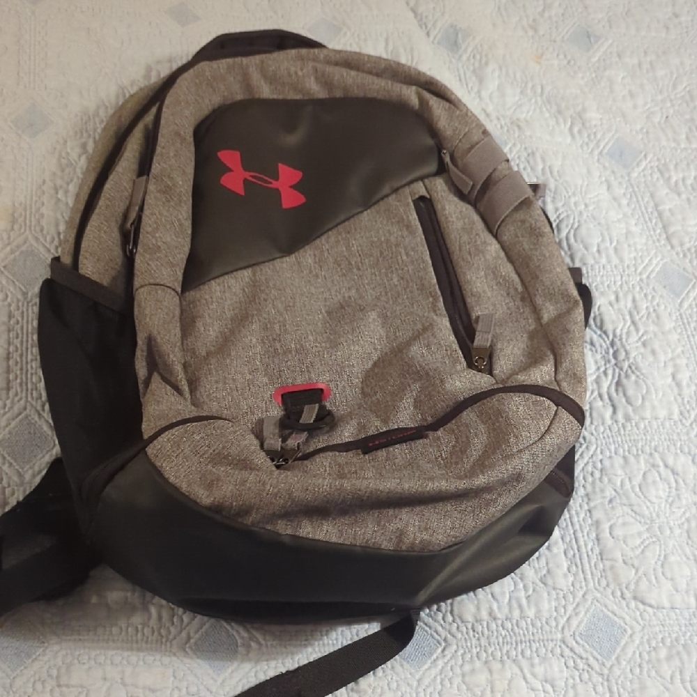 Under Armour Black and Gray Backpack with Red Logo